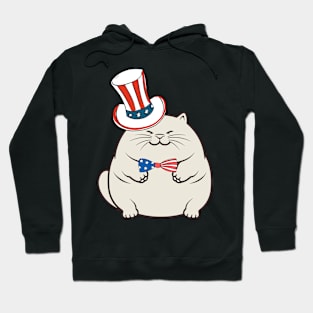 Funny fat cat is ready for independence day Hoodie